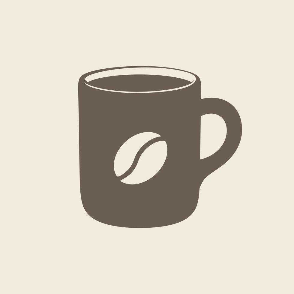 Brown full coffee mug vector illustration. Simple flat minimal clip art design. Logo, sign symbol for cafe shop, caffeine business, menu element, etc.