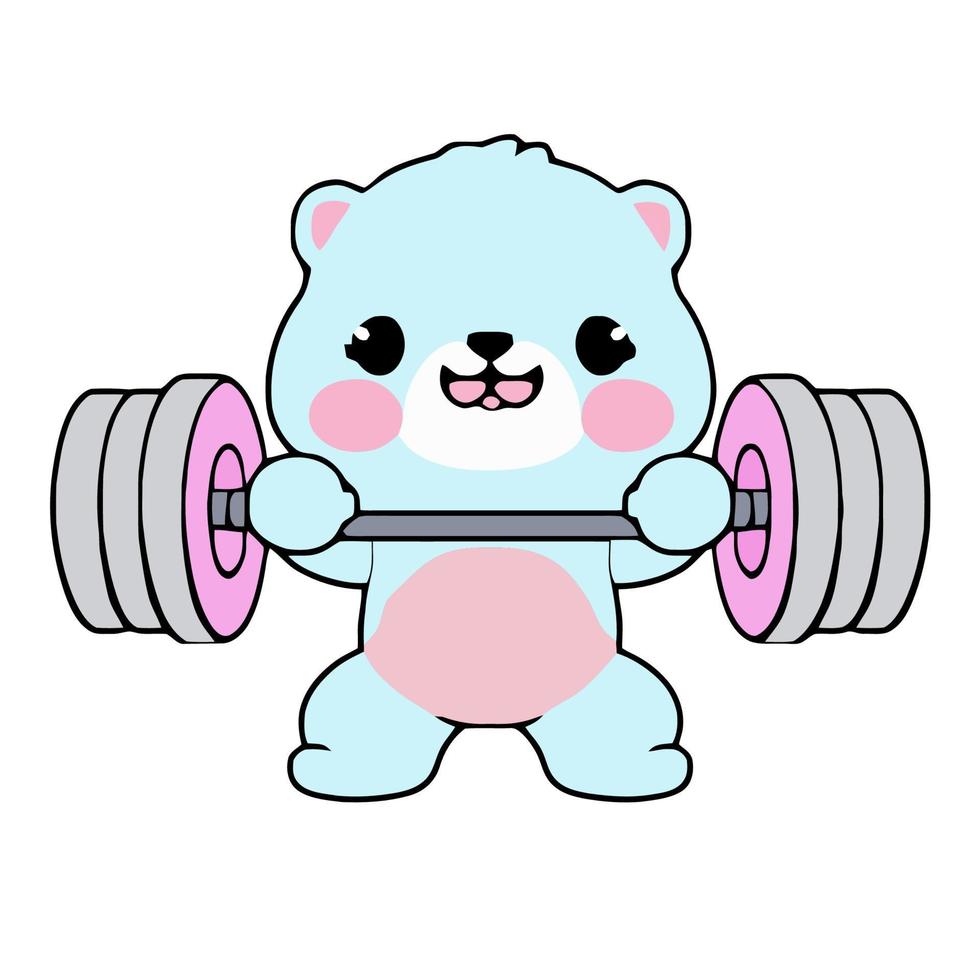 Cute Bear Lifting Weights vector