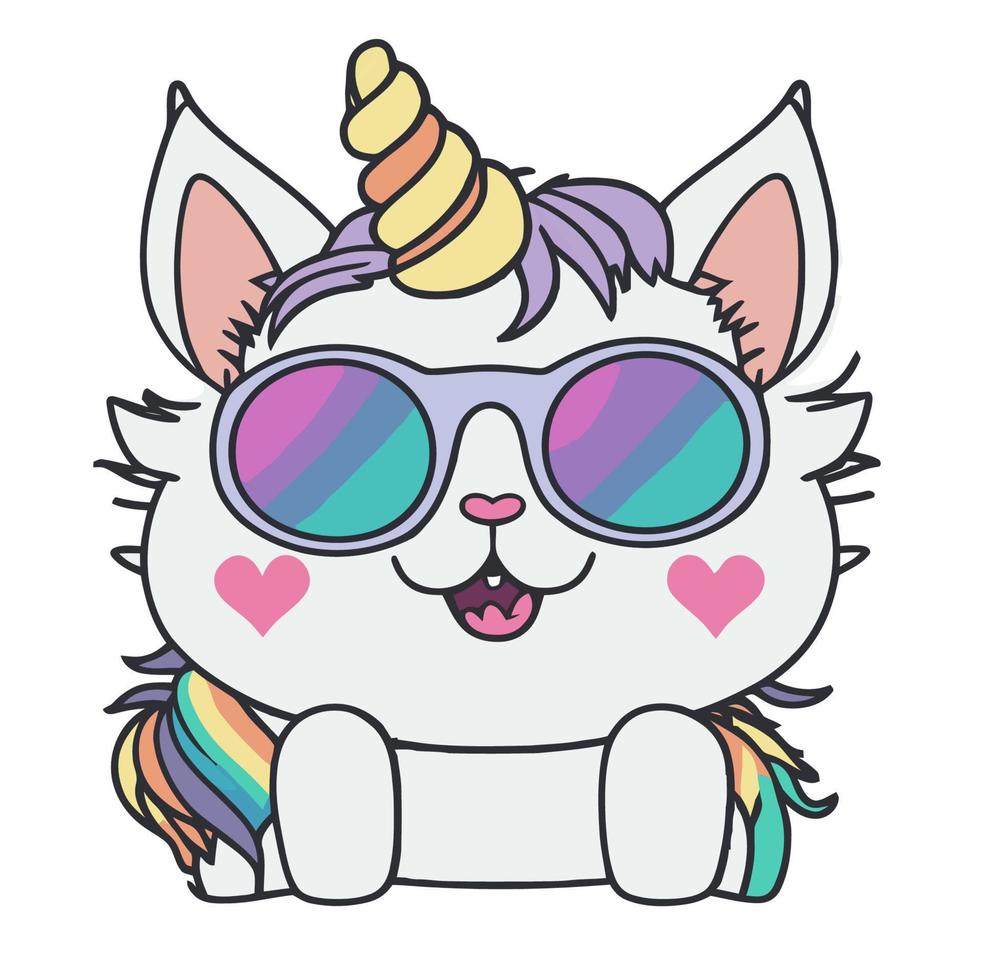 genial unicornio feliz con gafas vector