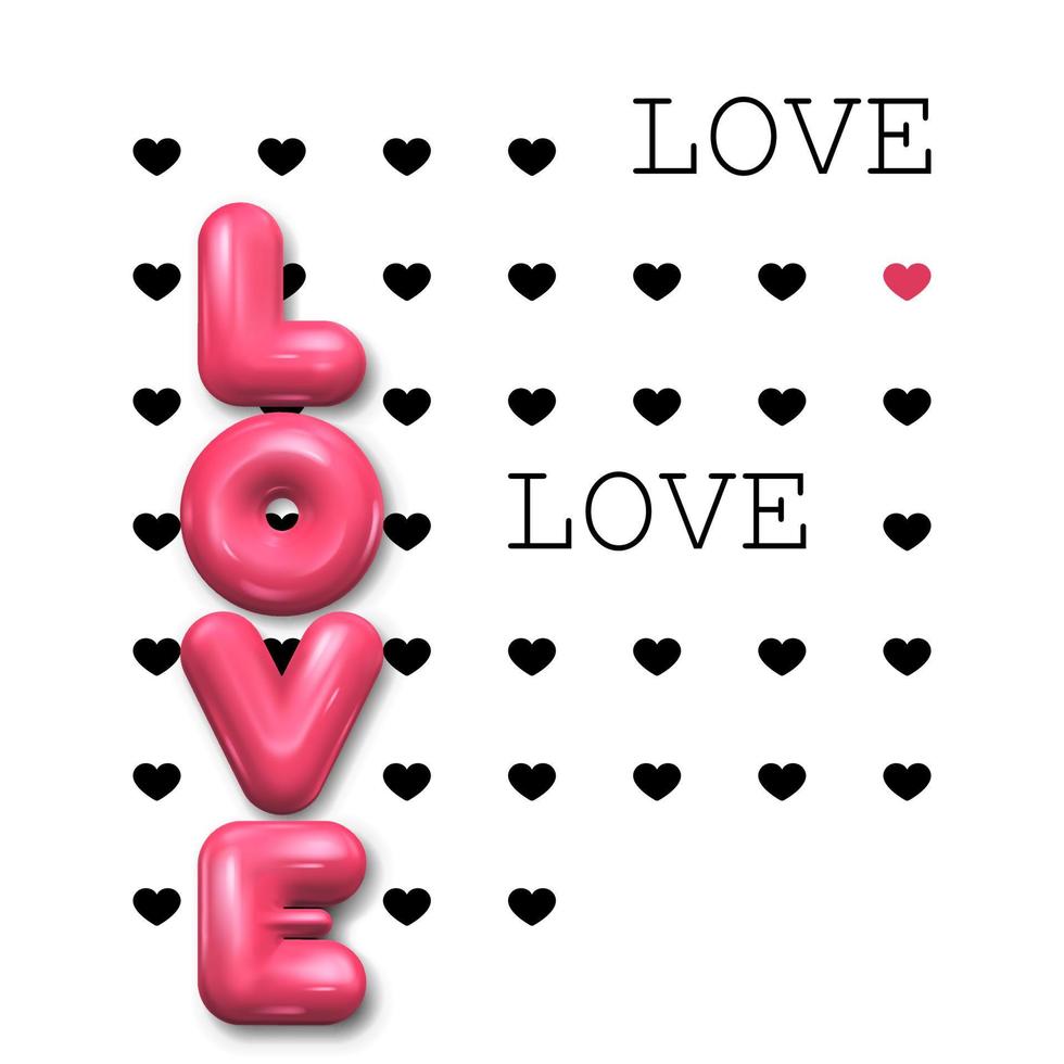 Valentine's Day. Realistic 3d vector design. Happy Valentine's Day sale poster. 3d render objects. Holiday background.