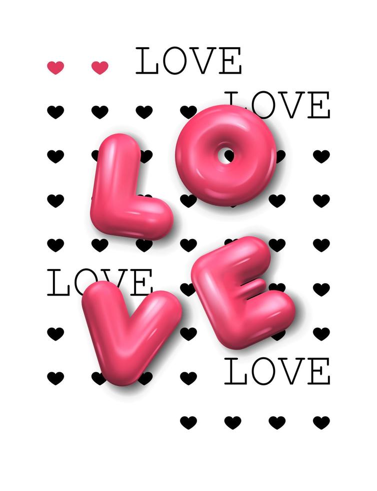 Valentine's Day. Realistic 3d vector design. Happy Valentine's Day sale poster. 3d render objects. Holiday background.
