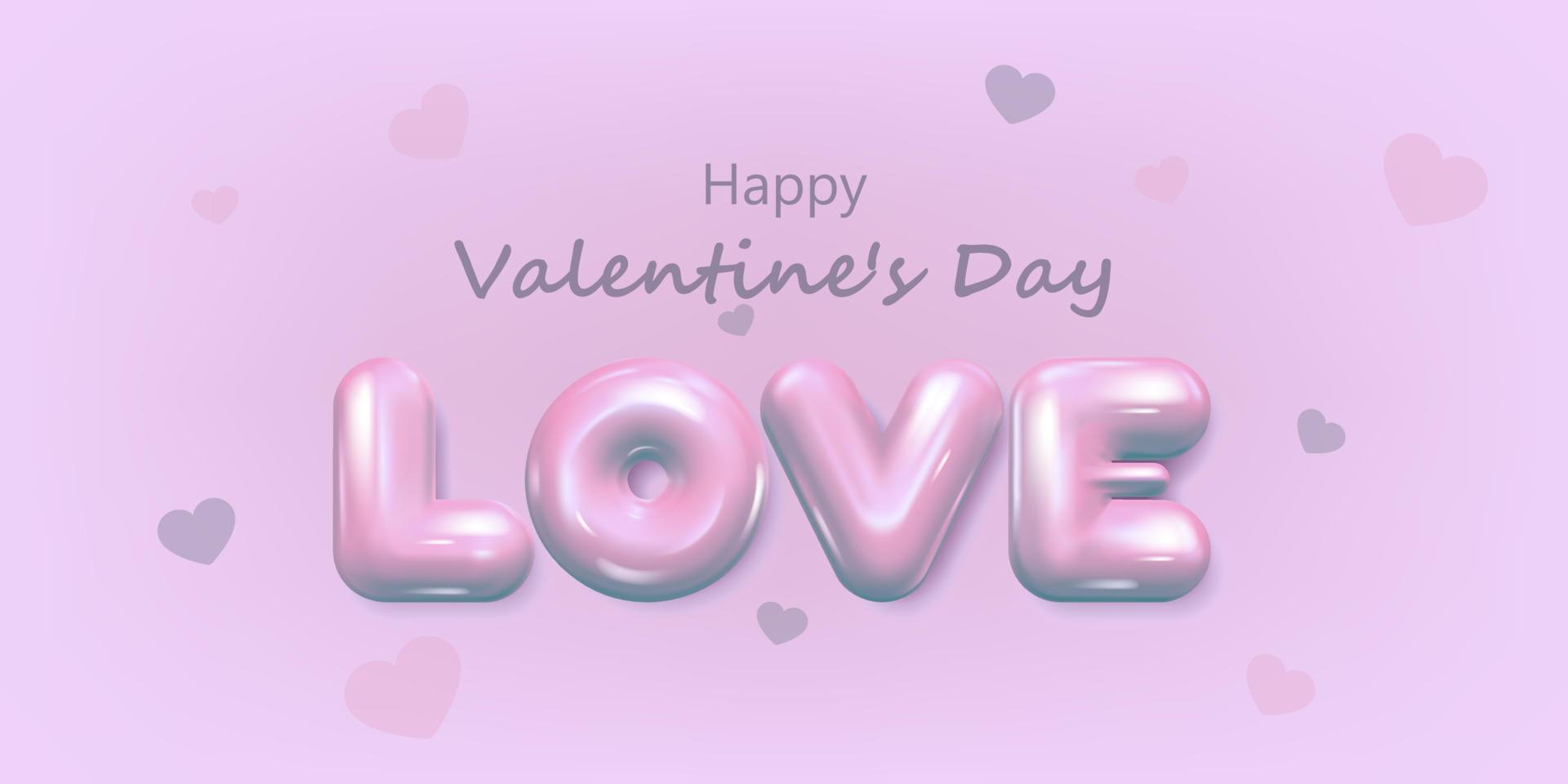 Valentine's Day. Realistic 3d vector design. Happy Valentine's Day sale poster. 3d render objects. Holiday background.