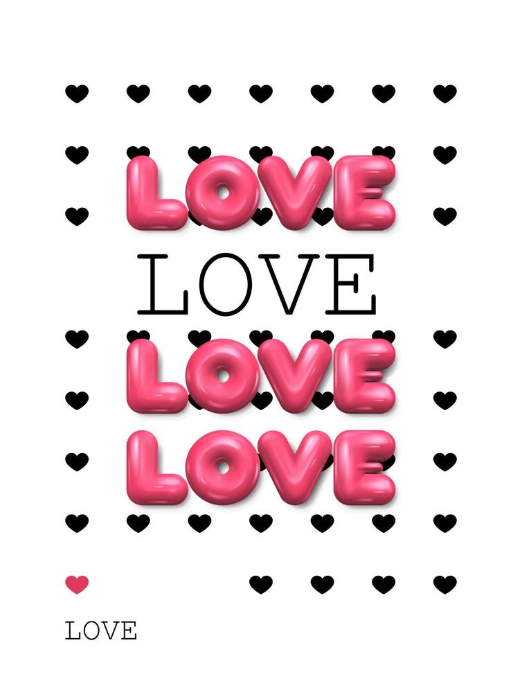 Valentine's Day. Realistic 3d vector design. Happy Valentine's Day sale poster. 3d render objects. Holiday background.
