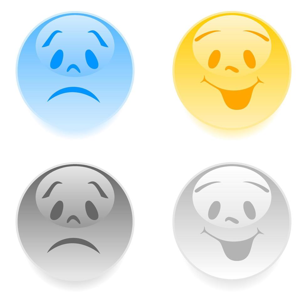 Set of cheerful and sad smiles. A vector illustration