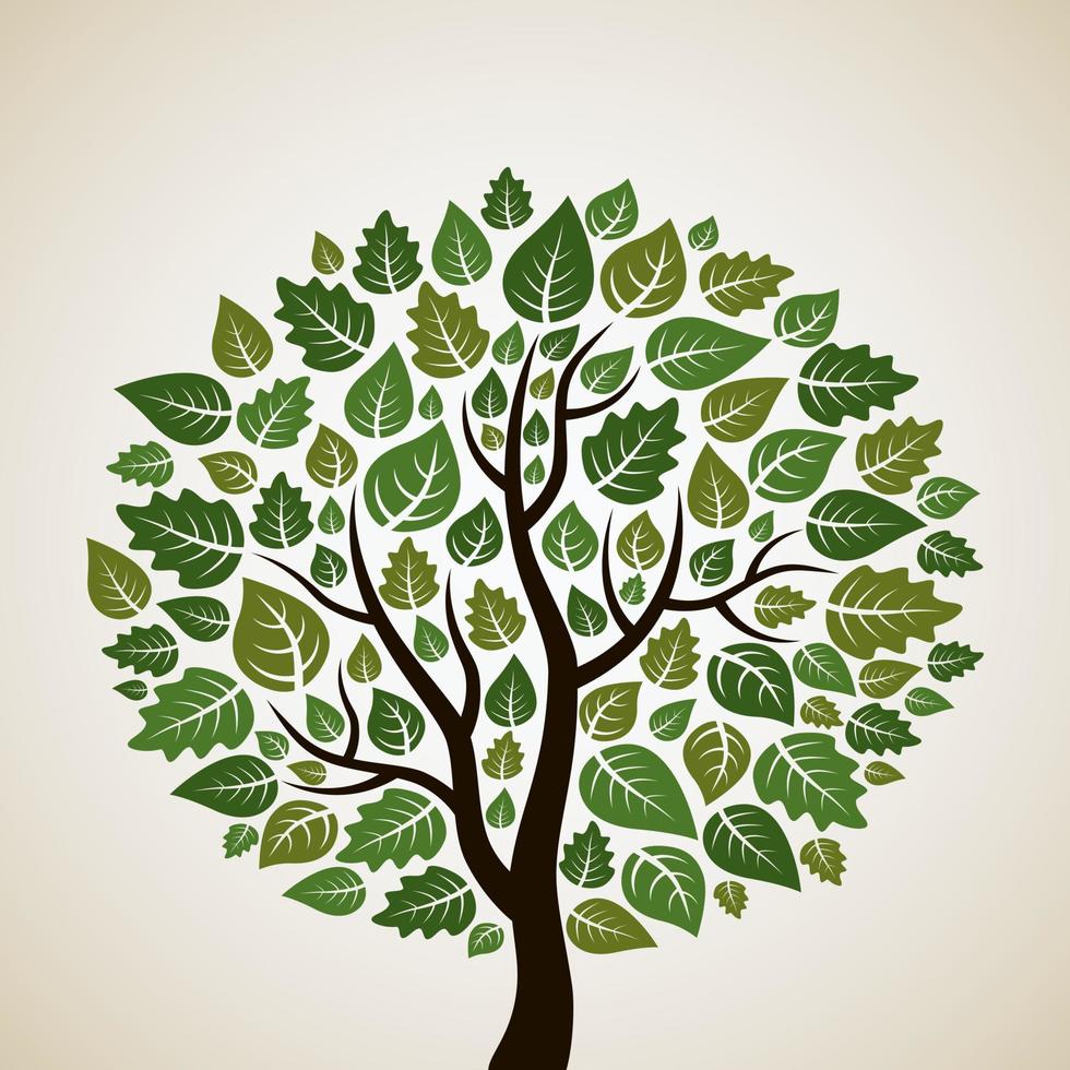 Tree with a green crone. A vector illustration