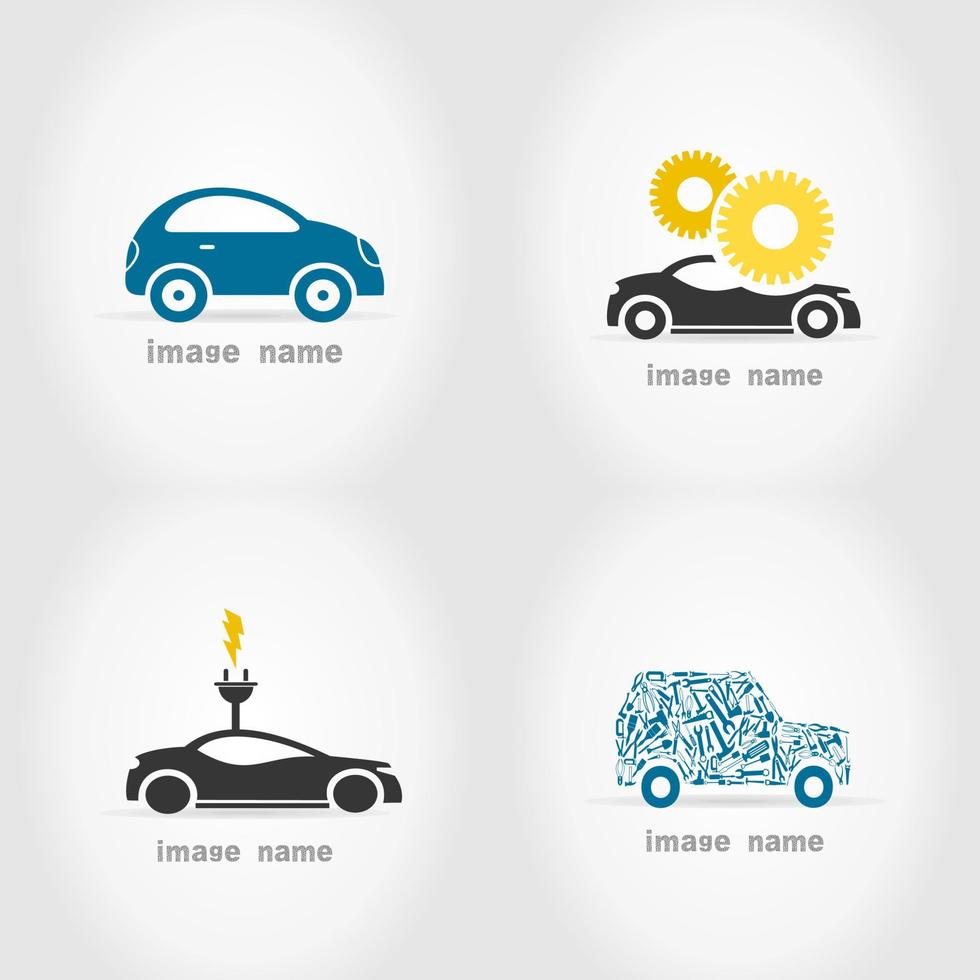Three cars on a grey background. A vector illustration