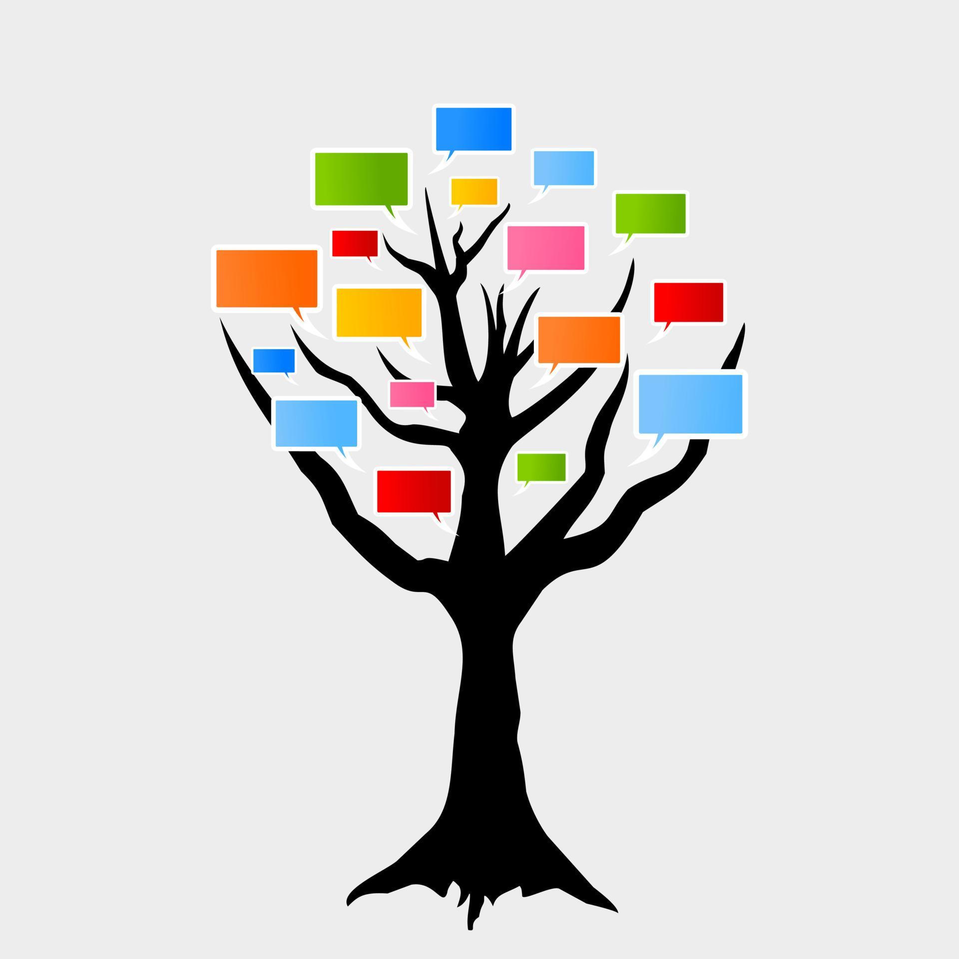 Speaking tree on a white background. A vector illustration 16776384