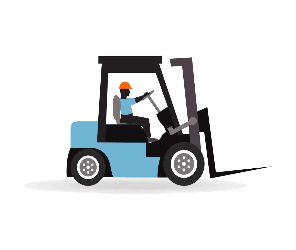 Loader with the worker. A vector illustration