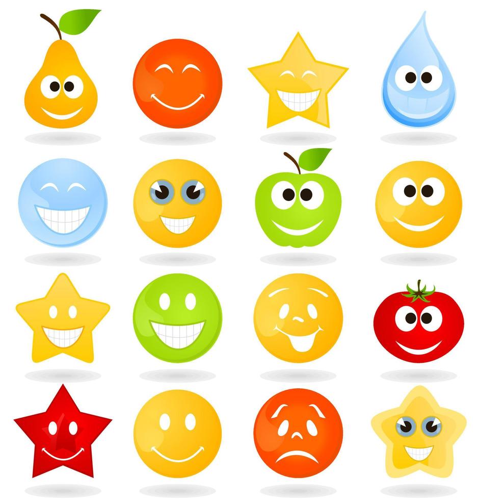 Set of cheerful and sad smiles. A vector illustration