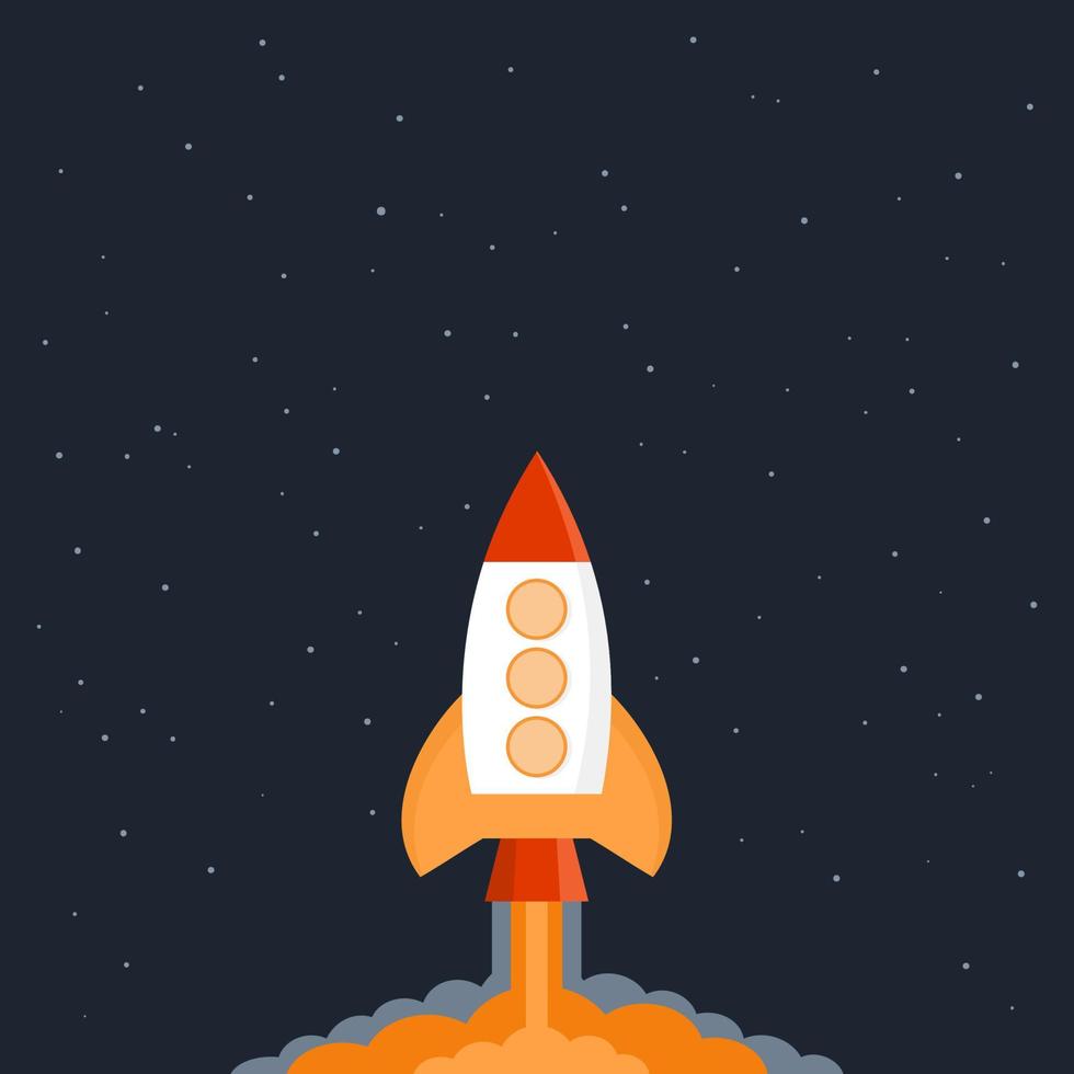 The rocket flew into space. Vector illustration