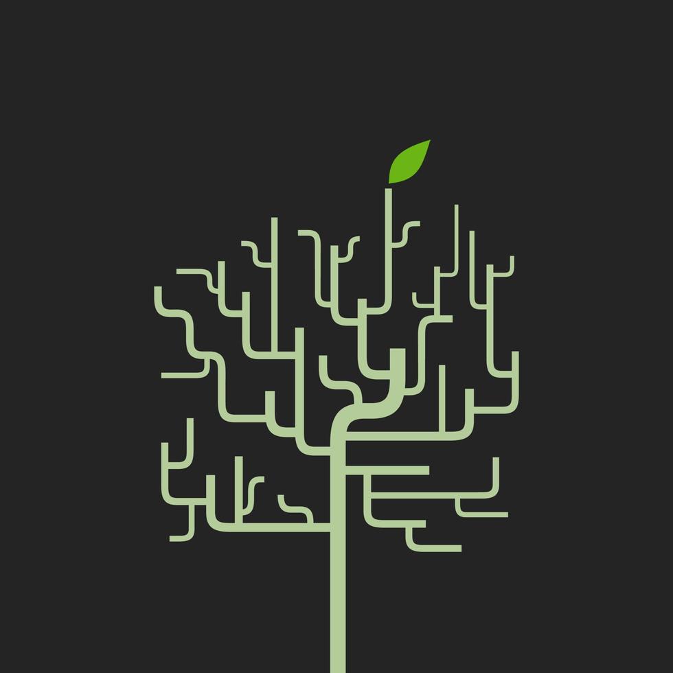 árbol con una hoja verde. una ilustración vectorial vector