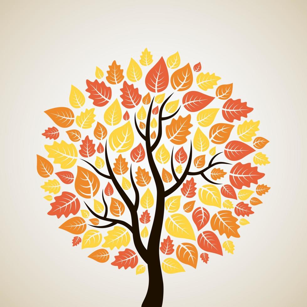 Autumn tree with leafs. Vector illustration