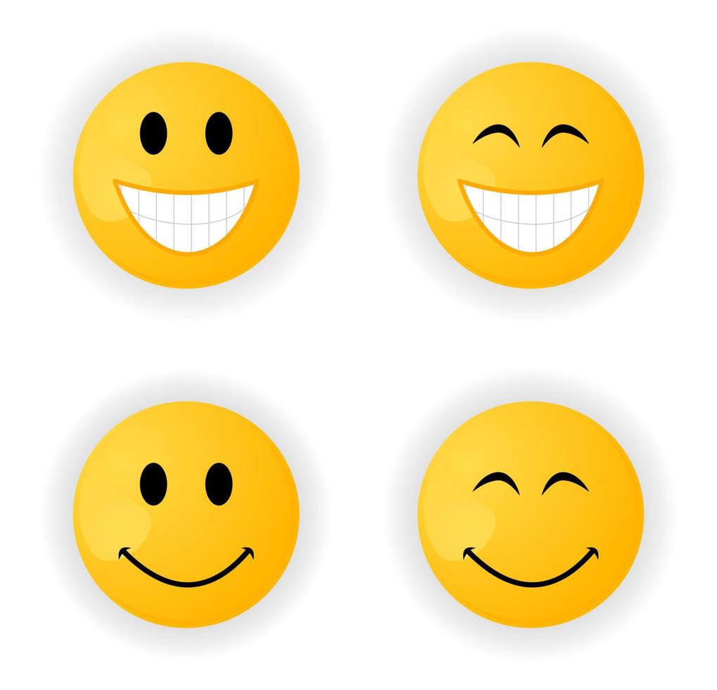 Set of cheerful and sad smiles. A vector illustration