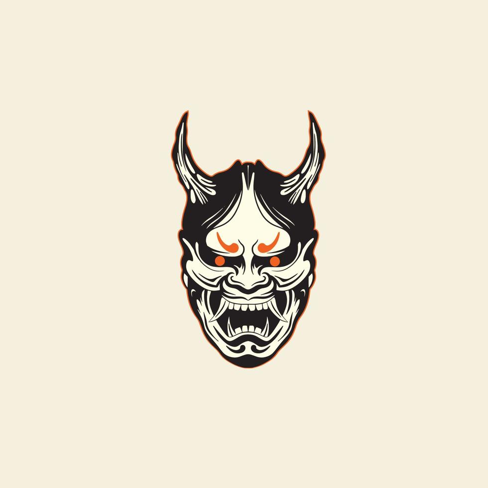 Japanese Demon Oni Mask Logo Design vector illustration ,it can be use for shirt design or poster