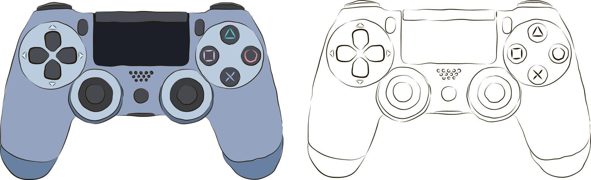Game joystick in color and black and white. The concept of entertainment and recreation in computer games. vector