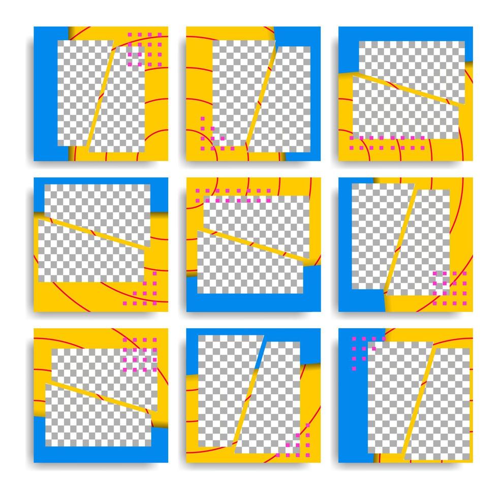 Post in yellow and blue color for a social network. Editable post and story for social network. vector