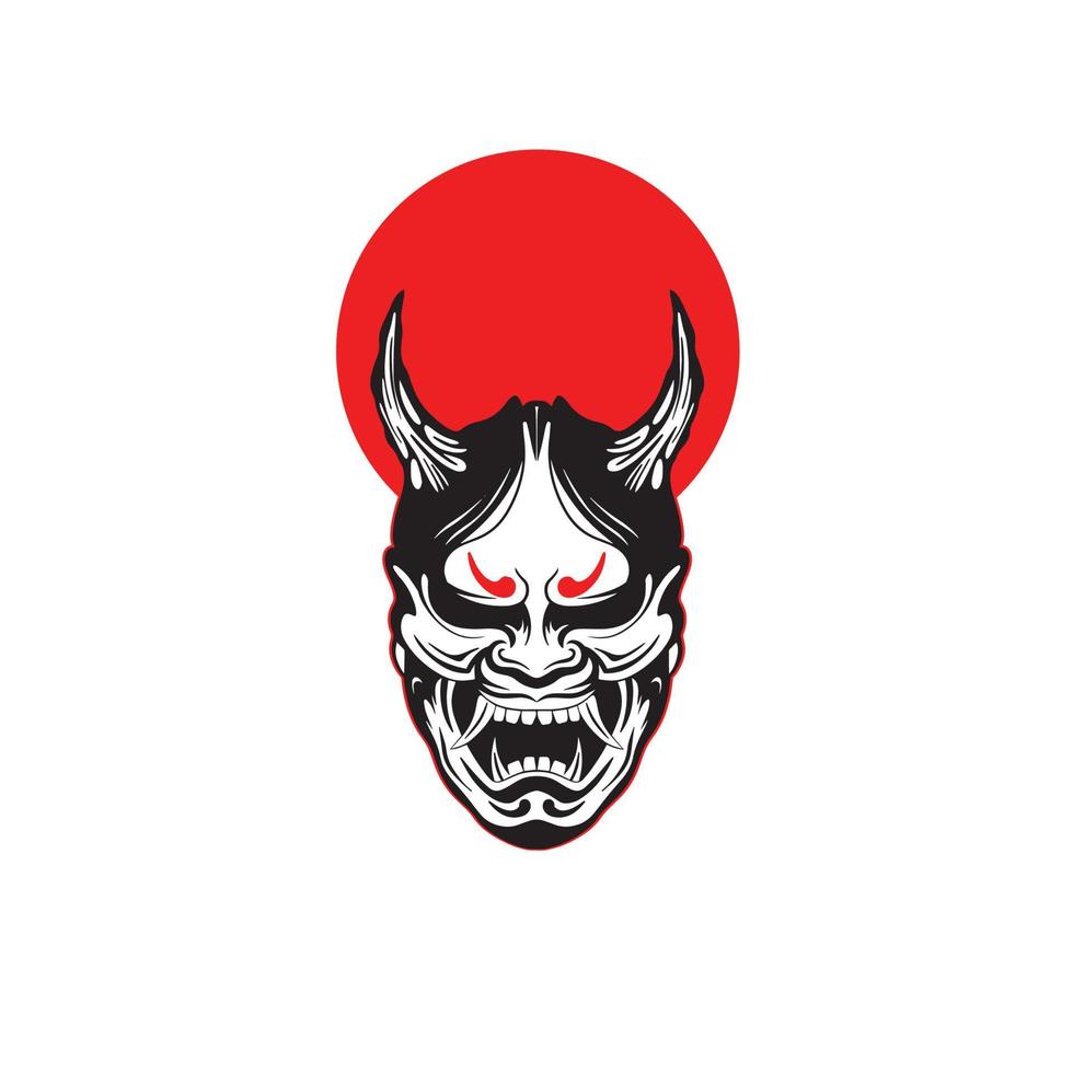 máscara de diablo japonés oni, ilustración vectorial vector