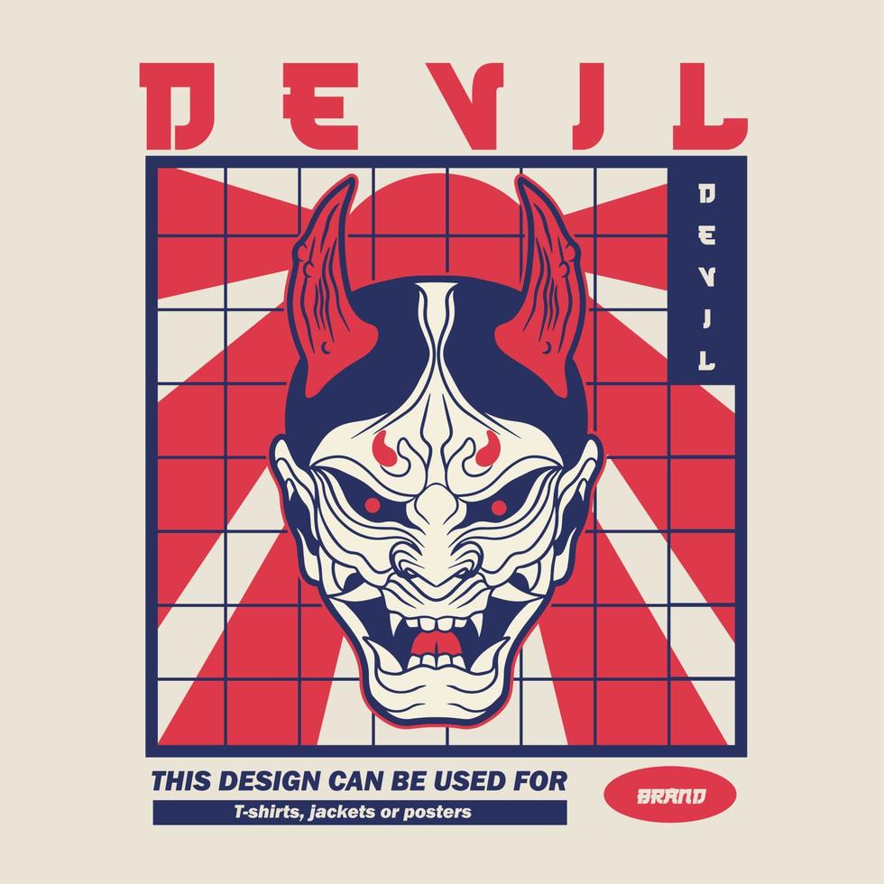 Oni japanese devil mask, Vector illustration