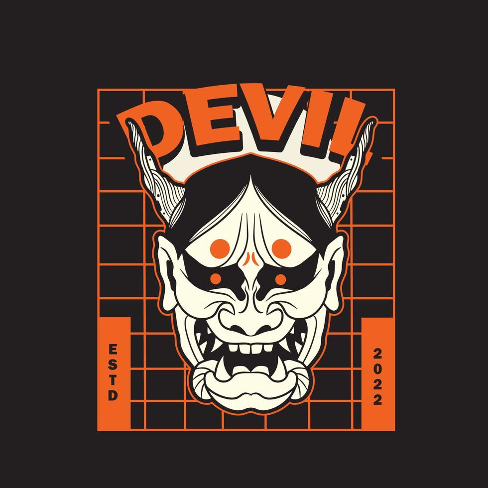 máscara de diablo japonés oni, ilustración vectorial vector