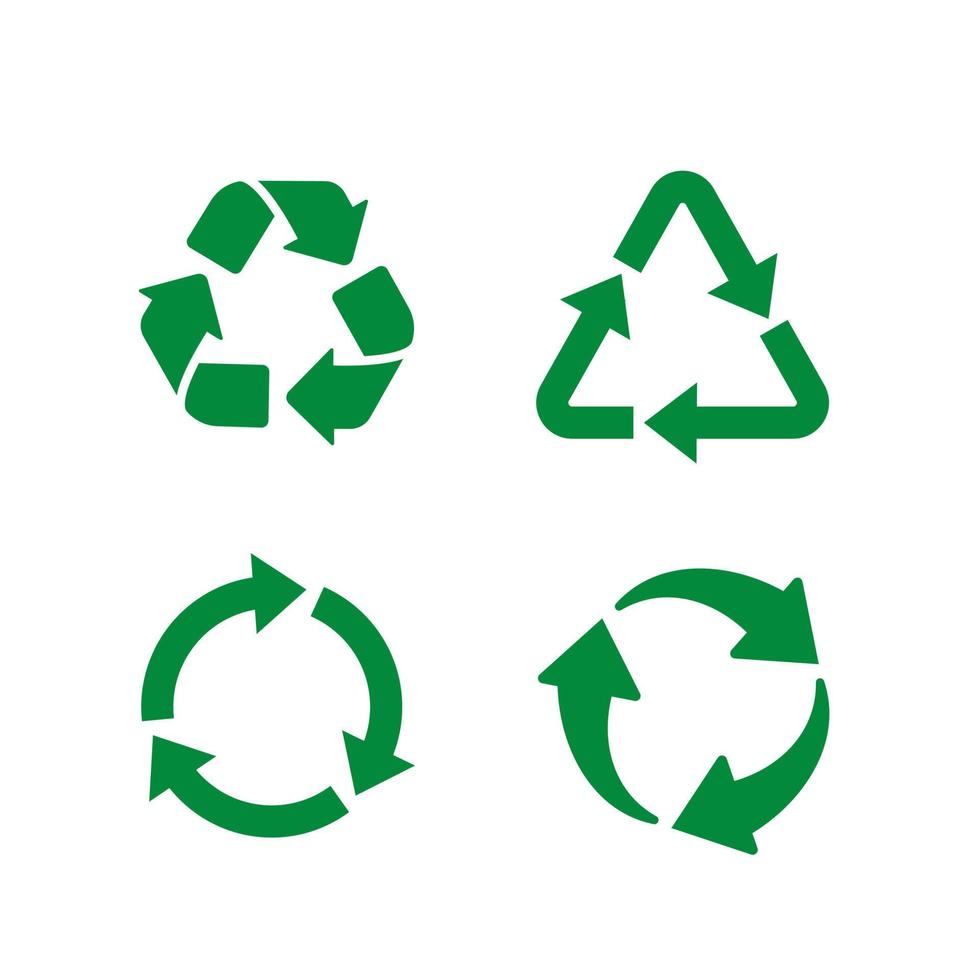 Recycle icon set green color vector illustration