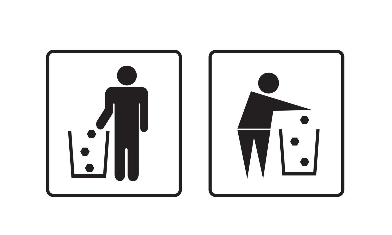 Flat icon man throw garbage in its place. Vector Illustration