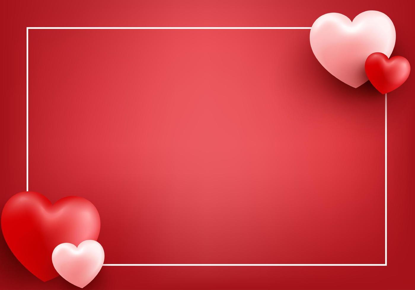 Realistic valentines day red background with hearth. vector