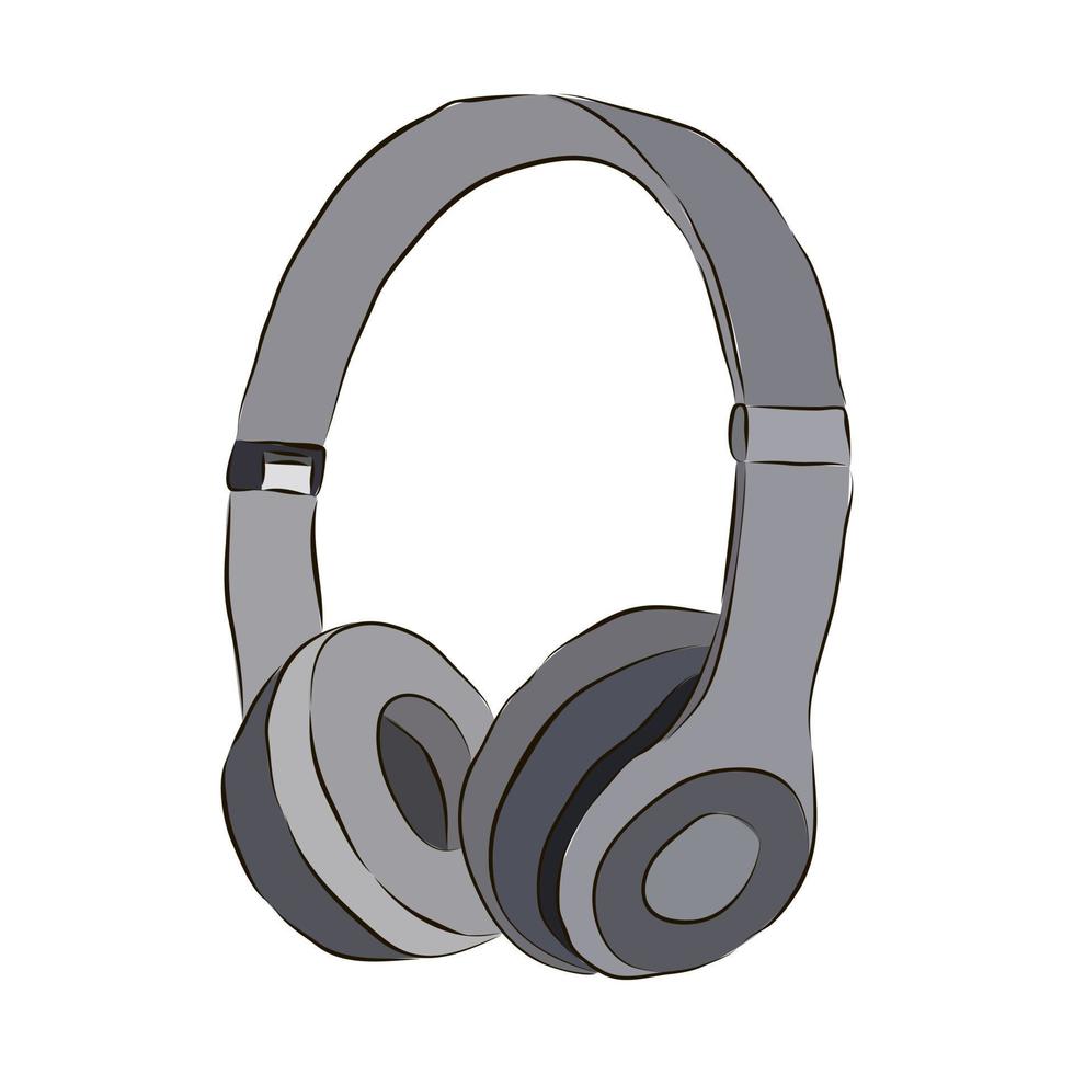 auriculares inalámbricos en color gris sobre un fondo blanco. auriculares grandes y profesionales. vector