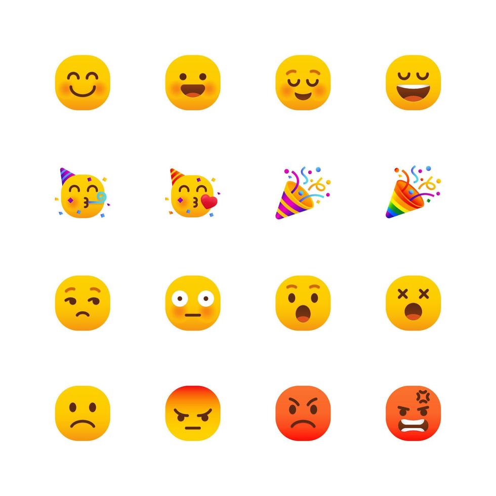 conjunto de iconos emoji redondeados vector
