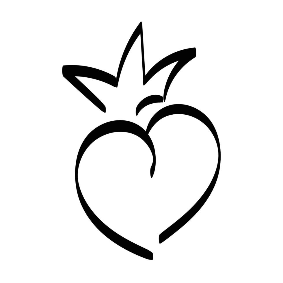 Hand drawn crowned heart design vector