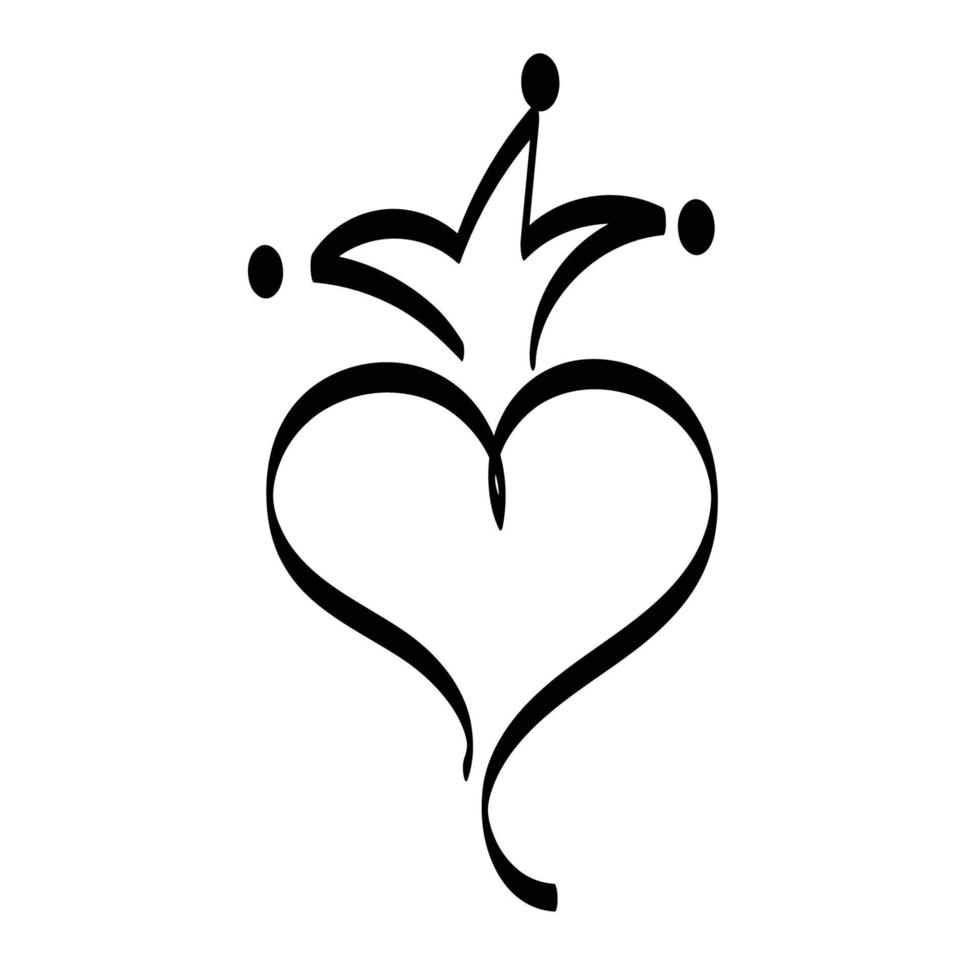 Hand drawn crowned heart design vector