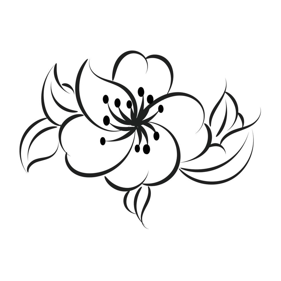 diseño de tatuaje de arte de línea de flor mínima. vector