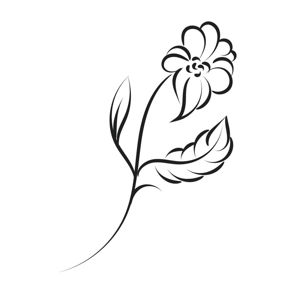 diseño de tatuaje de arte de línea de flor mínima. vector