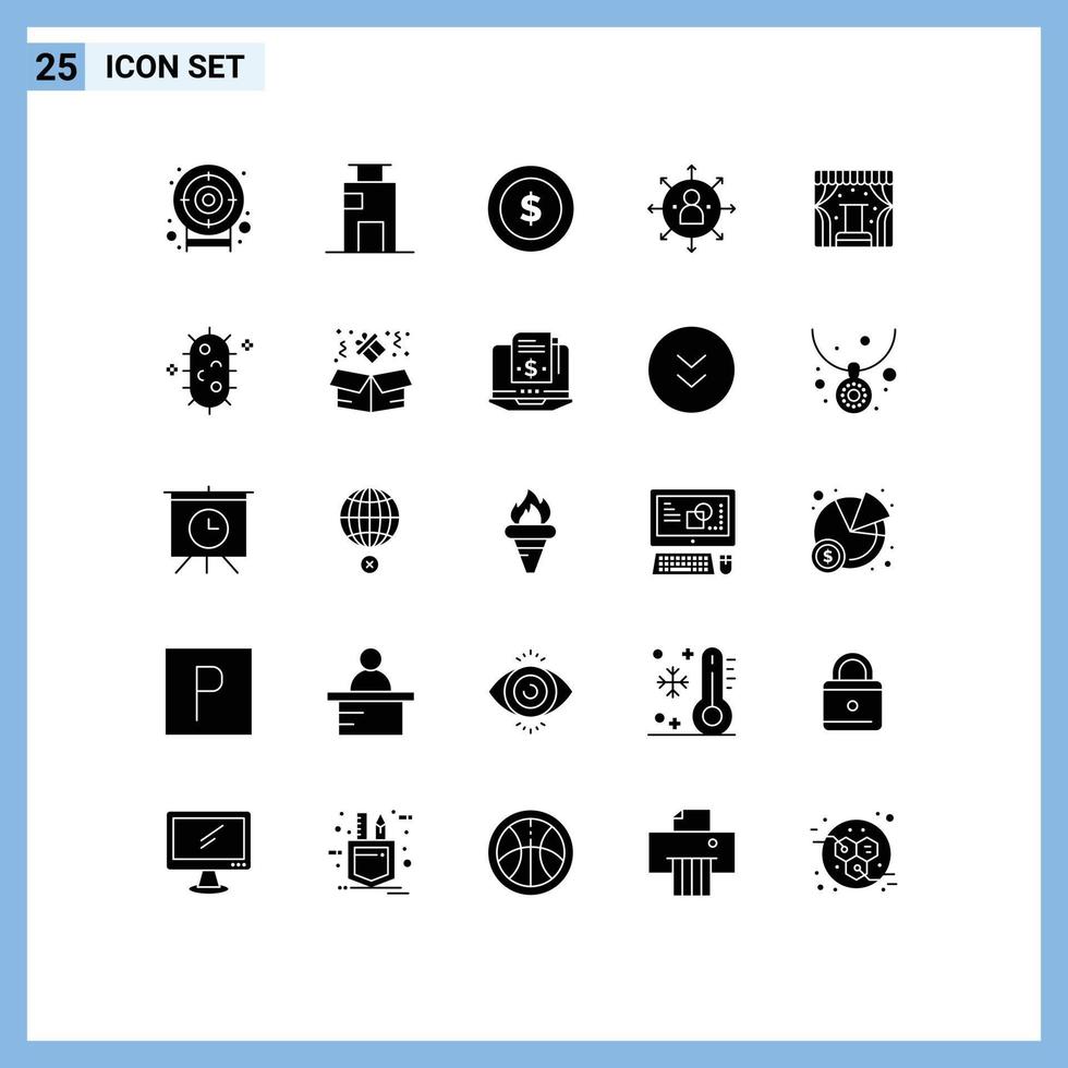 Set of 25 Modern UI Icons Symbols Signs for concert job award employee abilities Editable Vector Design Elements