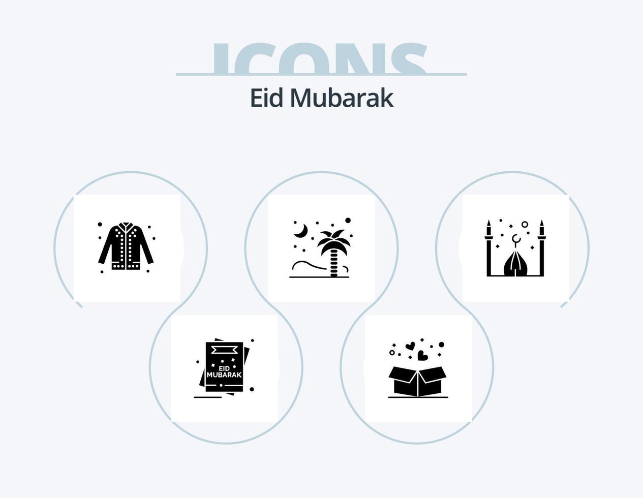 Eid Mubarak Glyph Icon Pack 5 Icon Design. nature. palm. muslim. eid. fashion vector