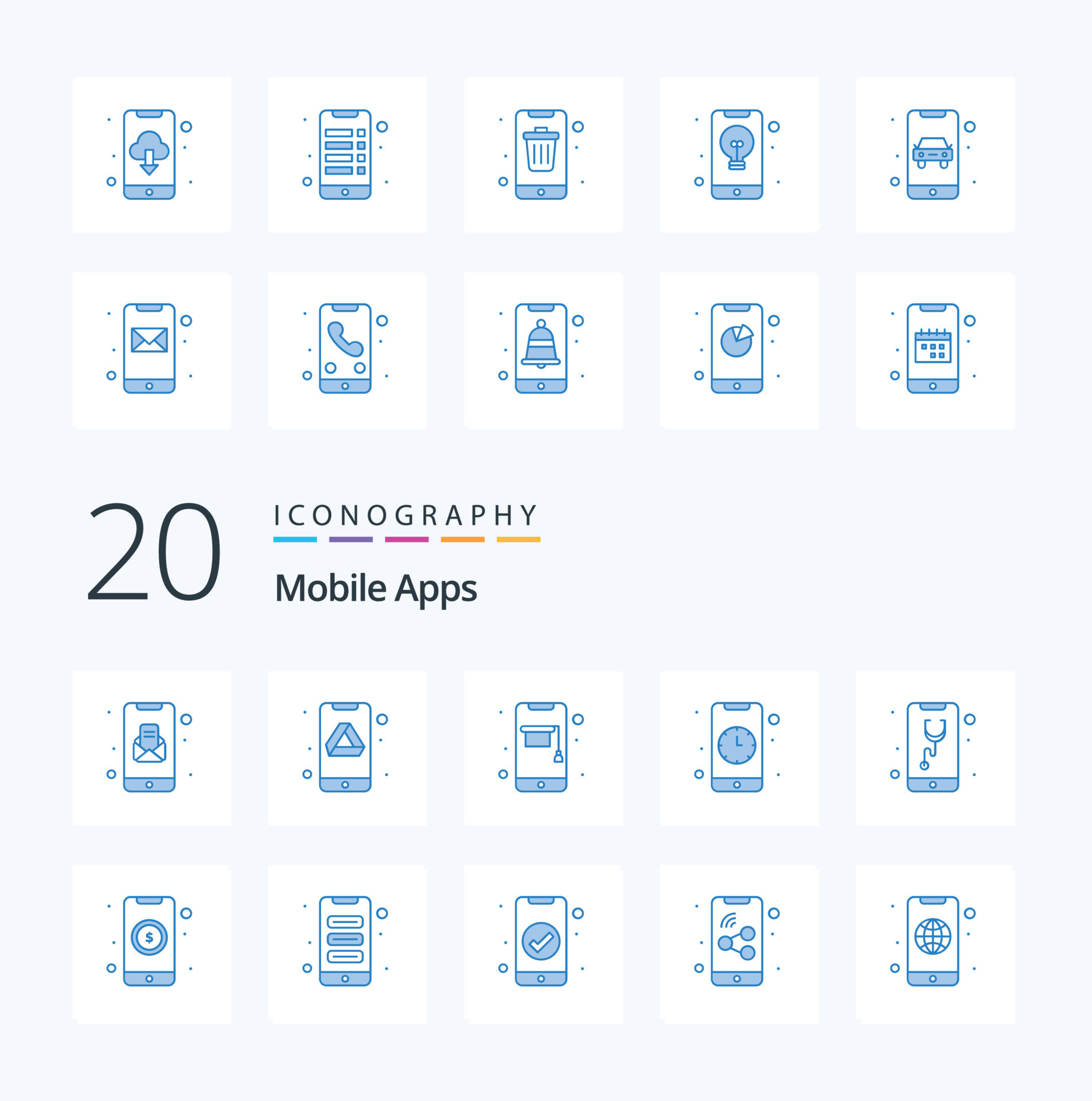 20 Mobile Apps Blue Color icon Pack like app interaction education app