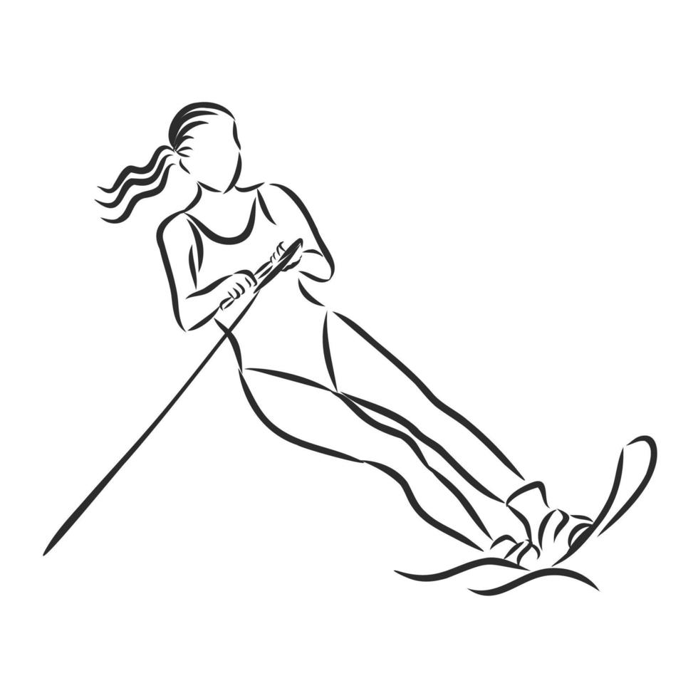 water skiing vector sketch