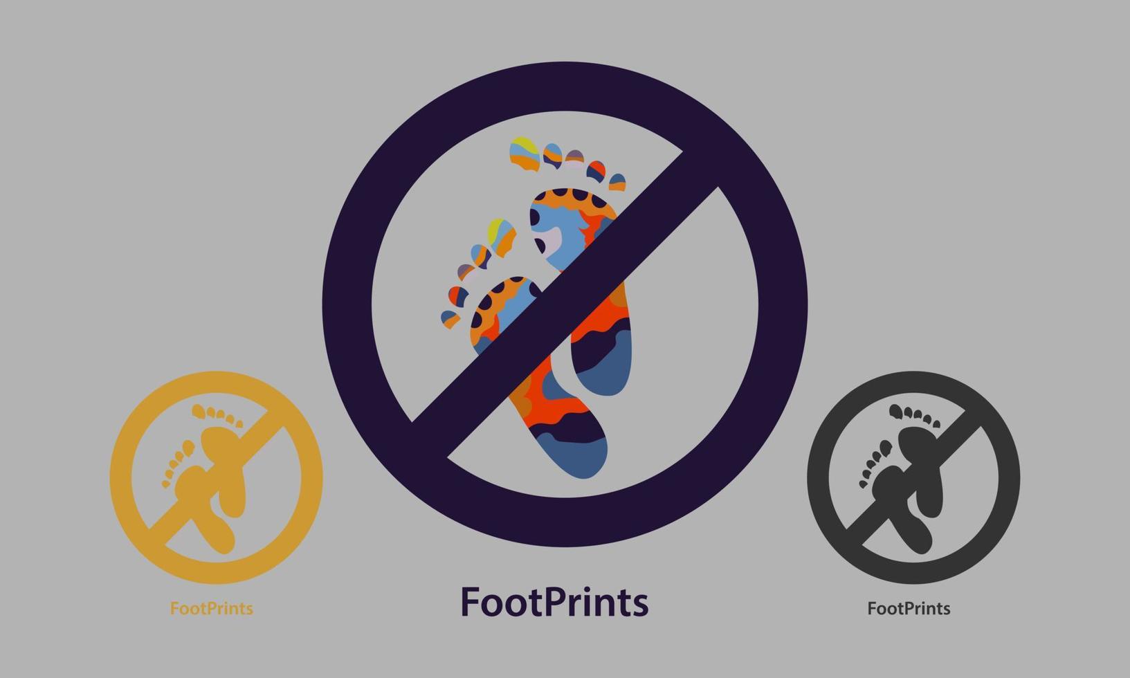 It is forbidden to cross colorful footprints vector