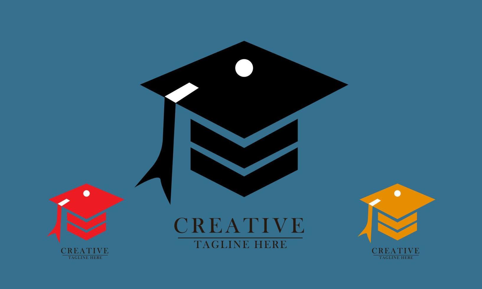 graduation cap and simple book education logo icon vector