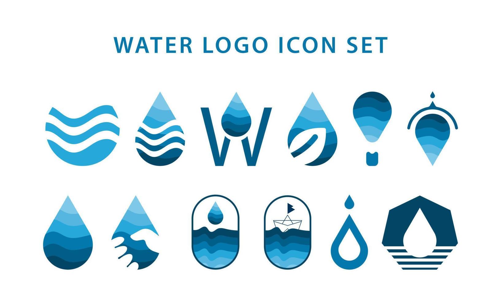 conjunto de iconos de logotipo de agua simple vector