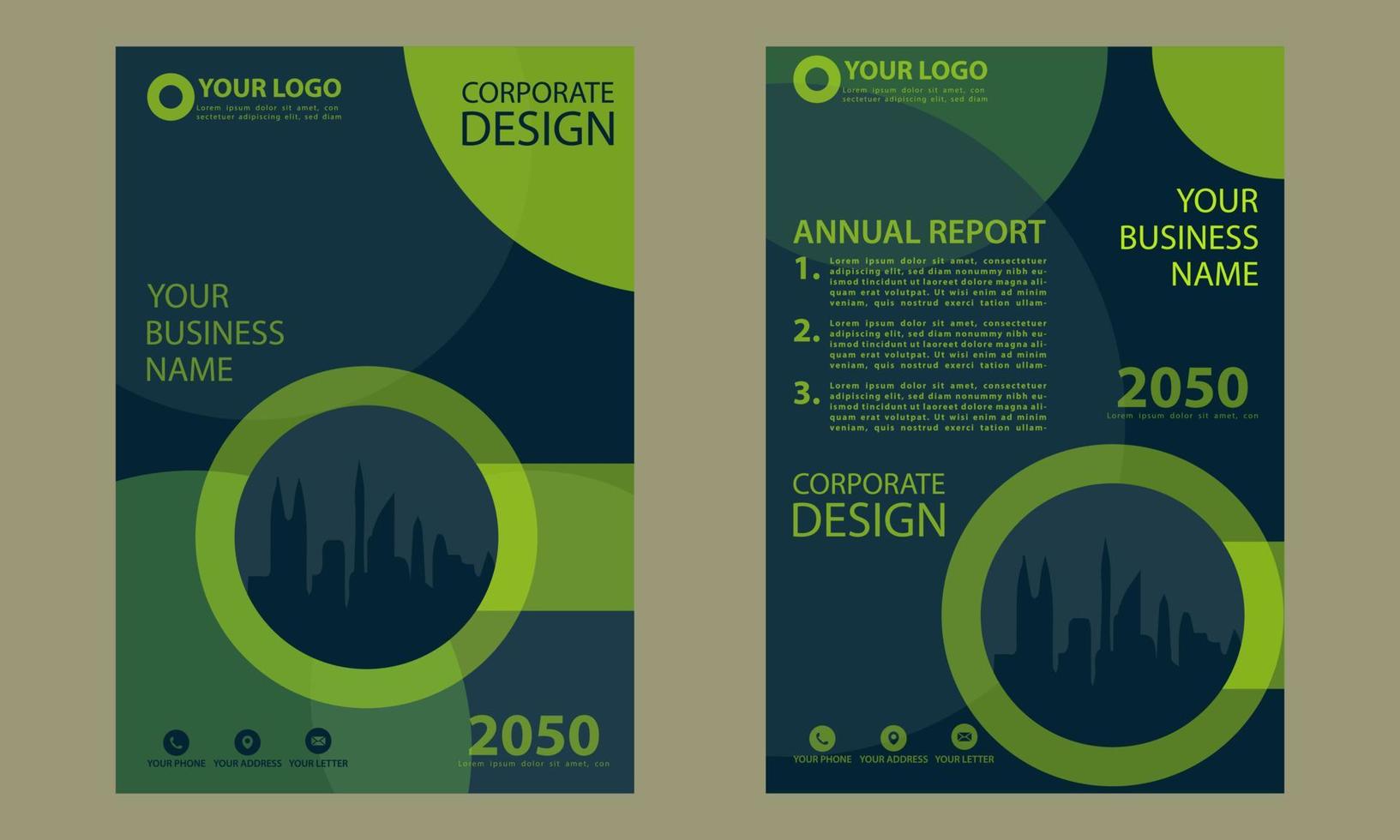 green book cover flyer in print size vector