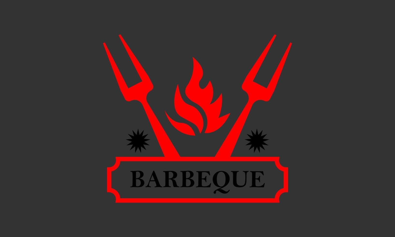 dos tenedores y un fuego que arde sobre el icono del logotipo vector