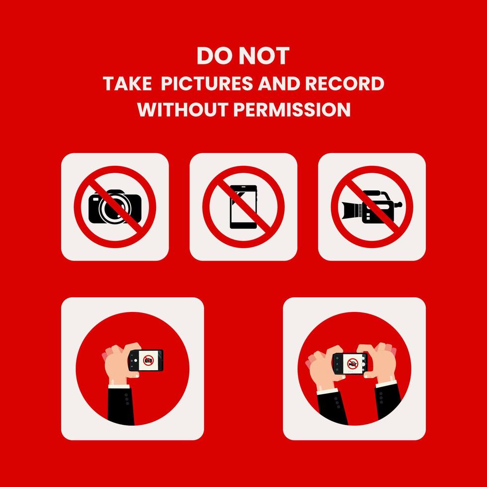 Do not take pictures and record without permission sign and symbol graphic design vector illustration