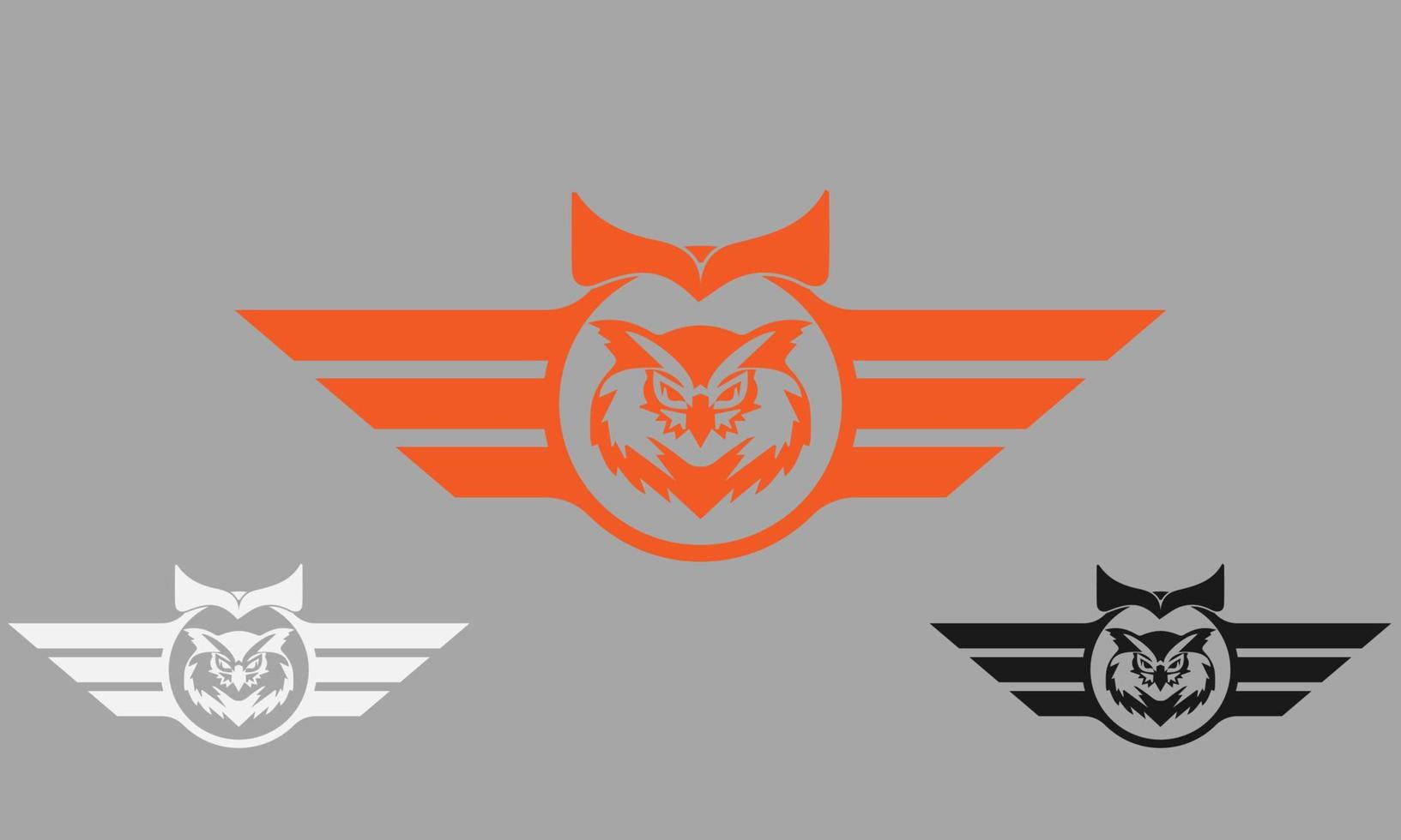 owl in the center of the wing circle logo icon vector