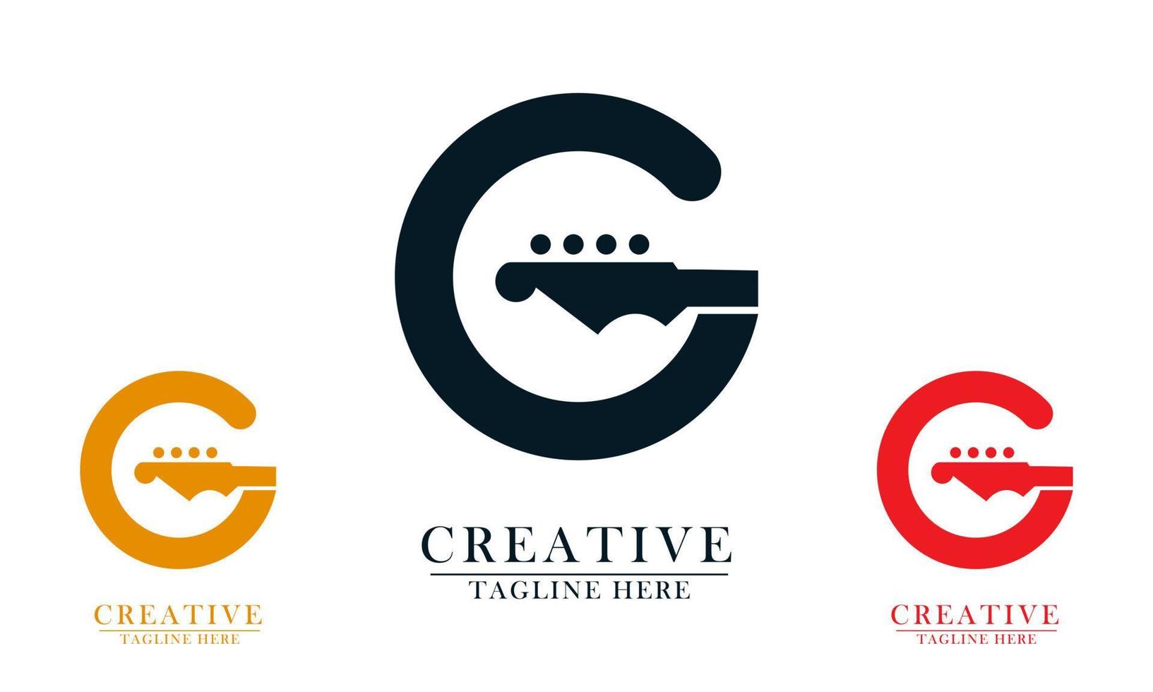 letter g and guitar music logo icons vector