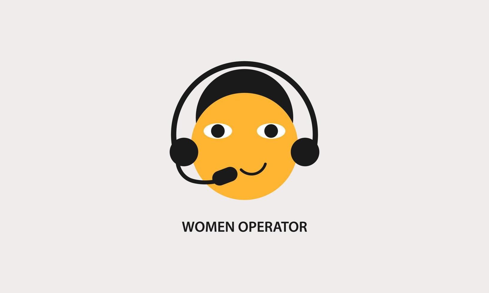 simple female operator logo icon vector