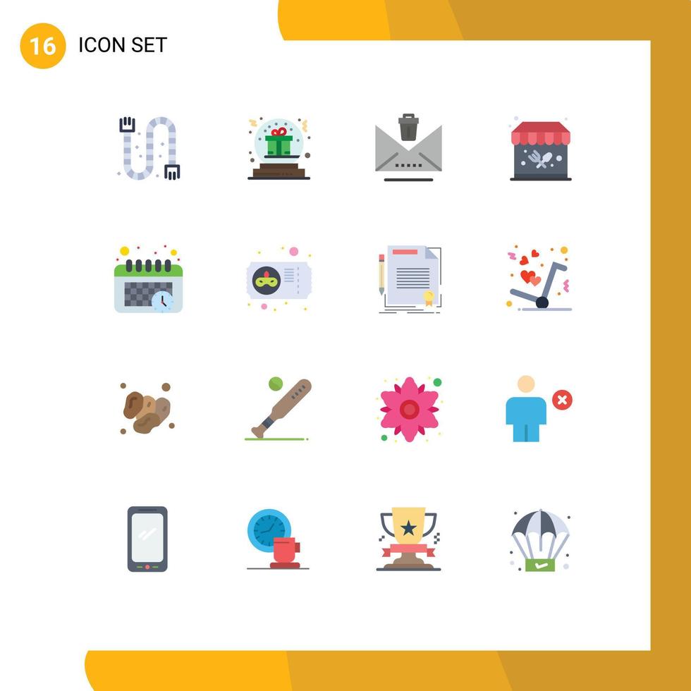 Modern Set of 16 Flat Colors Pictograph of schedule garden globe park trash Editable Pack of Creative Vector Design Elements