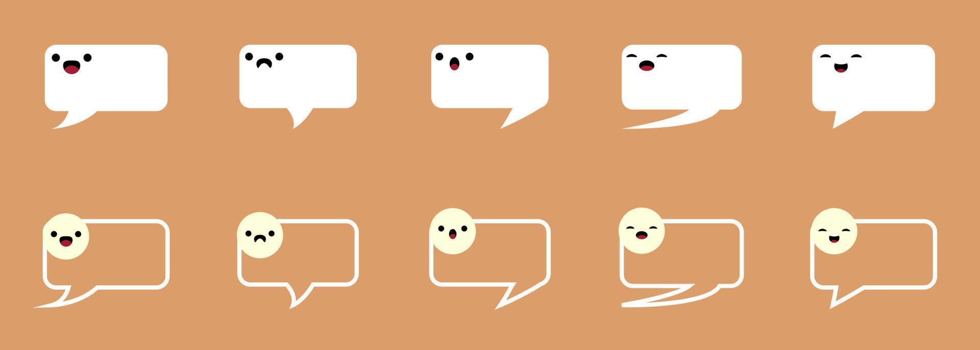 Doodle speech bubble emoticons in set vector