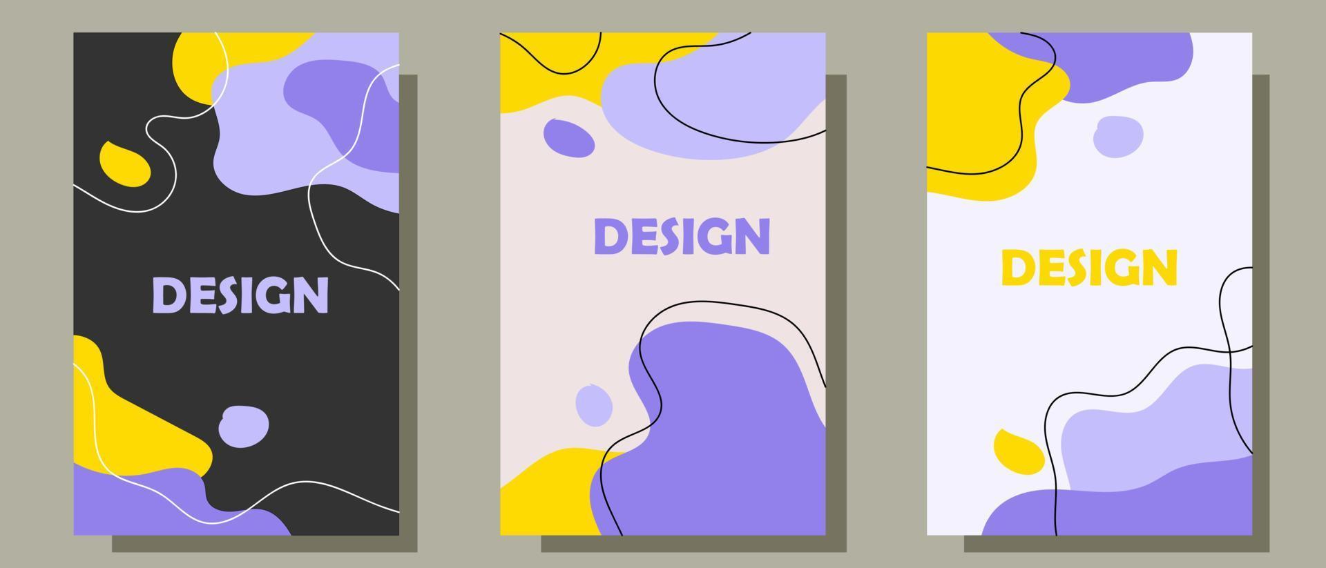 tres conjuntos de fondos abstractos para portadas de libros vector