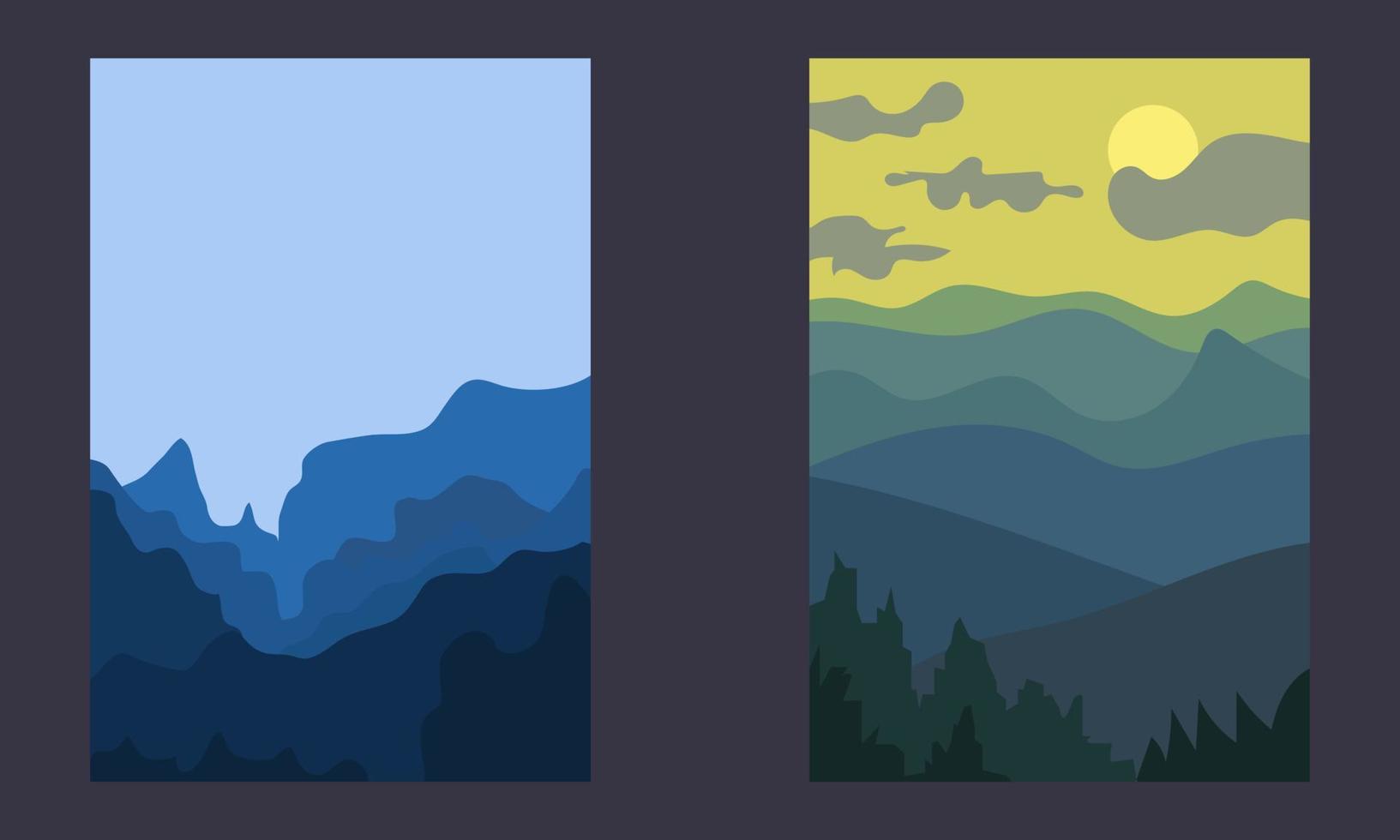 Abstract Blue Gradient Mountain Landscape vector