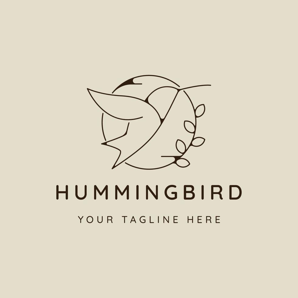 humming bird logo line art simple vector illustration template icon graphic design. animal sign or symbol for nature and wildlife concept with badge